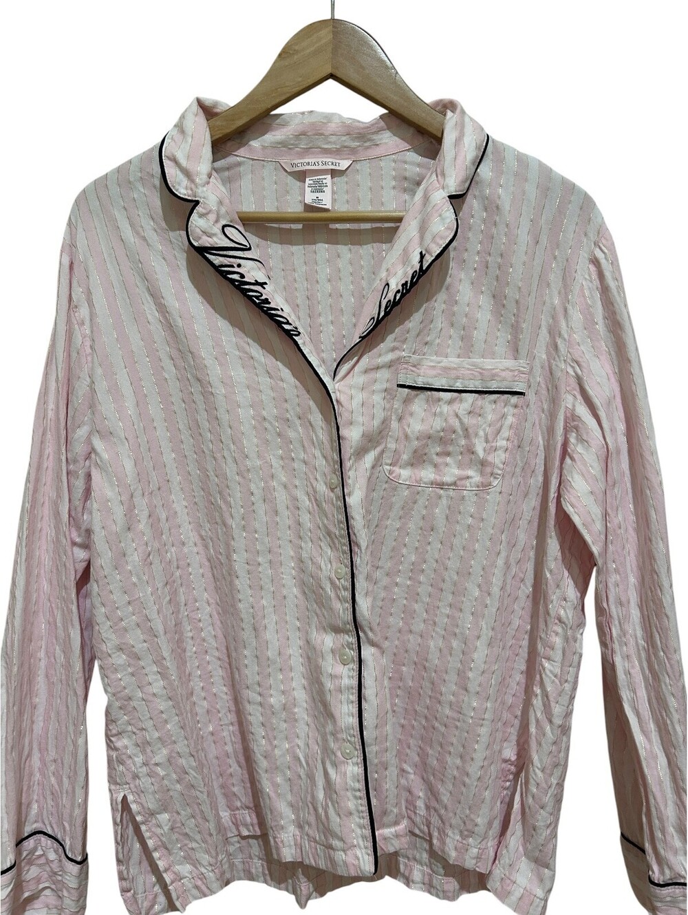 Victoria's Secret Striped Button Down Long Sleeve Pajama Top Medium